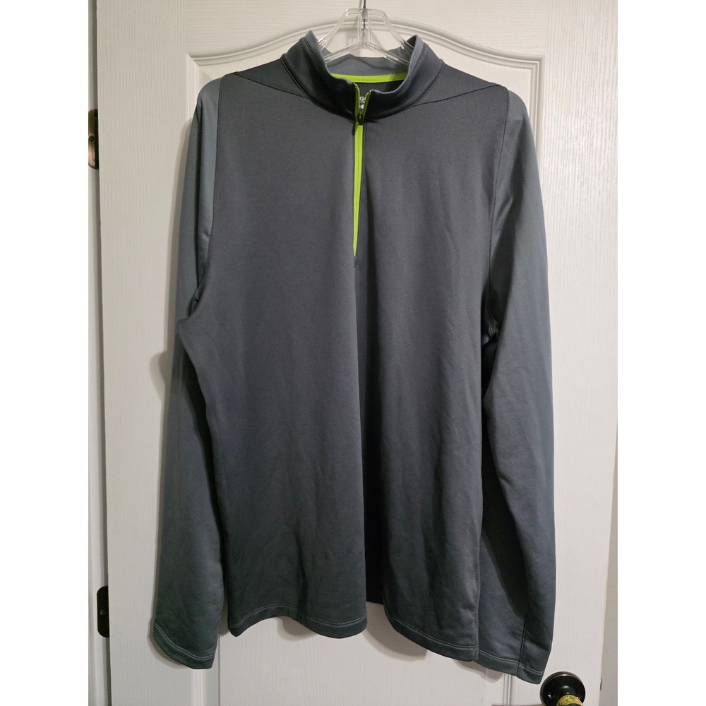 Nike Golf Mens L Gray Dri-Fit 1/4 Zip Pullover Mock Neck Shirt Long Sleeve Sport